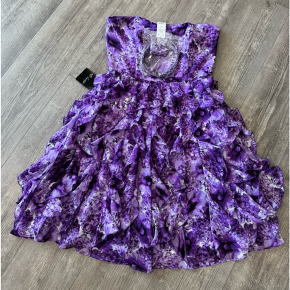 🍒🤍LAST PRICE🍒🤍 WHITE HOUSE BLACK MARKET spring cascade purple dress ✨ - Picture 15 of 16
